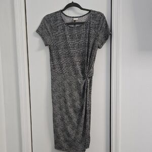 Kaileigh Black and White Textured Midi Dress. New, Never Worn.